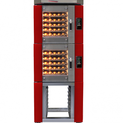 2 fours électriques 400x800 sur piètement avec hotte aspirante
